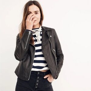MADEWELL Black Washed Leather Motorcycle Jacket